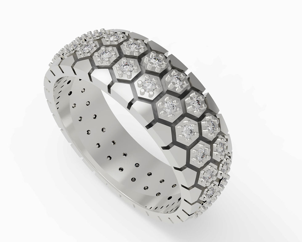 Thumbnail: SILVER BAND RING-CASUAL WEAR UNISEX BAND SILVER RING -92.5 STERLING SILVER RING- PERSPECTIVE VIEW