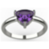 Trillion-cut purple gemstone silver ring – front view, high-polish minimal band