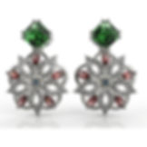 Indians Jewellery 925 silver drop earrings featuring green square gemstone, red marquise accents and white zircon detailing