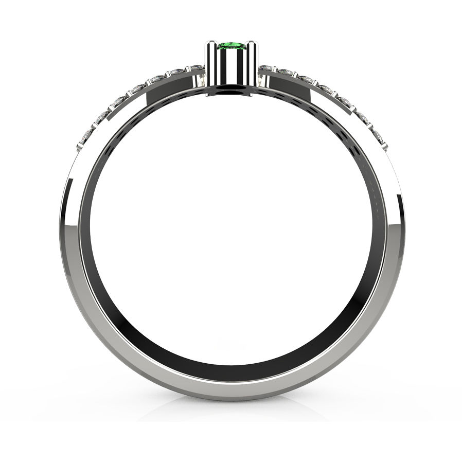 Thumbnail: Back view of sterling silver ring showing smooth inner band and gemstone setting base