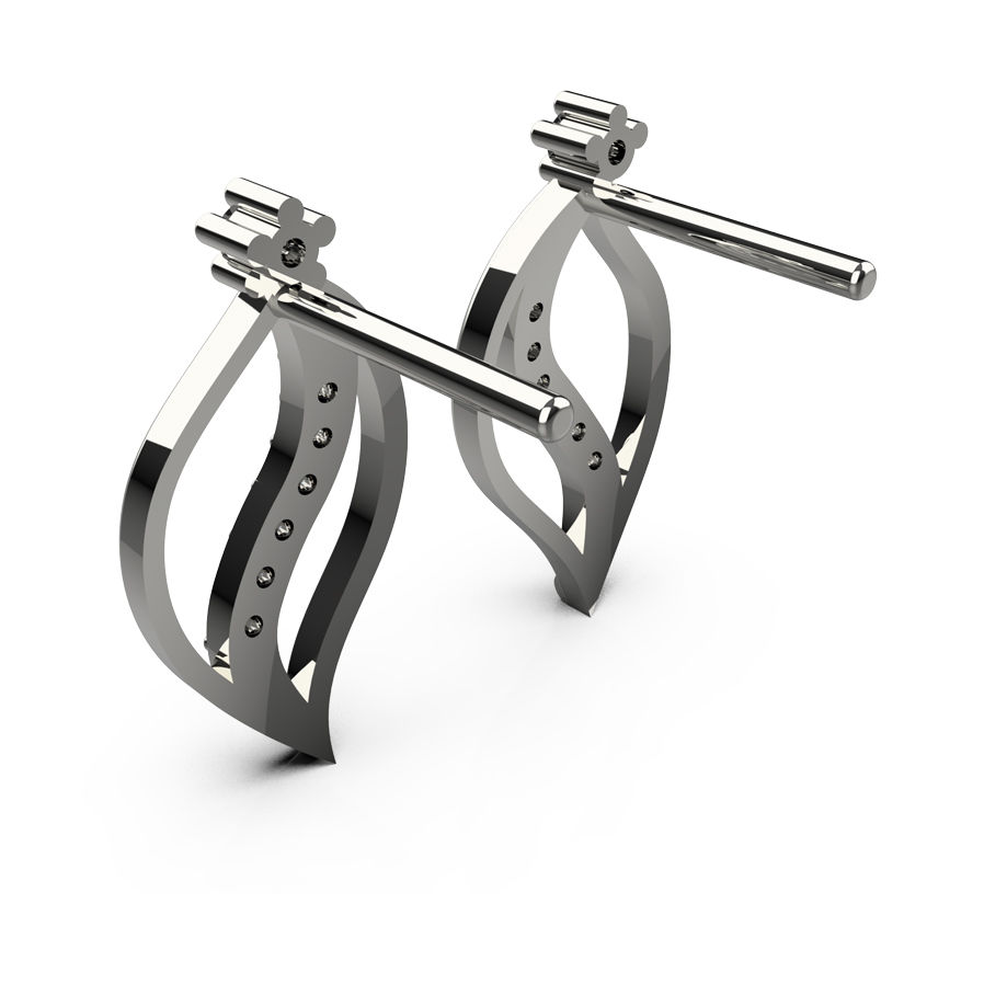 Thumbnail: Back view of sterling silver swirl earrings showing open frame design