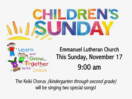 Children's Sunday Nov. 17