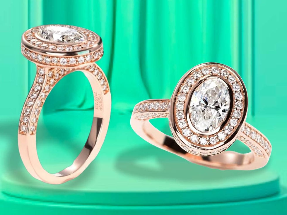 18k Gold Oval Bezel Halo Engagement Ring