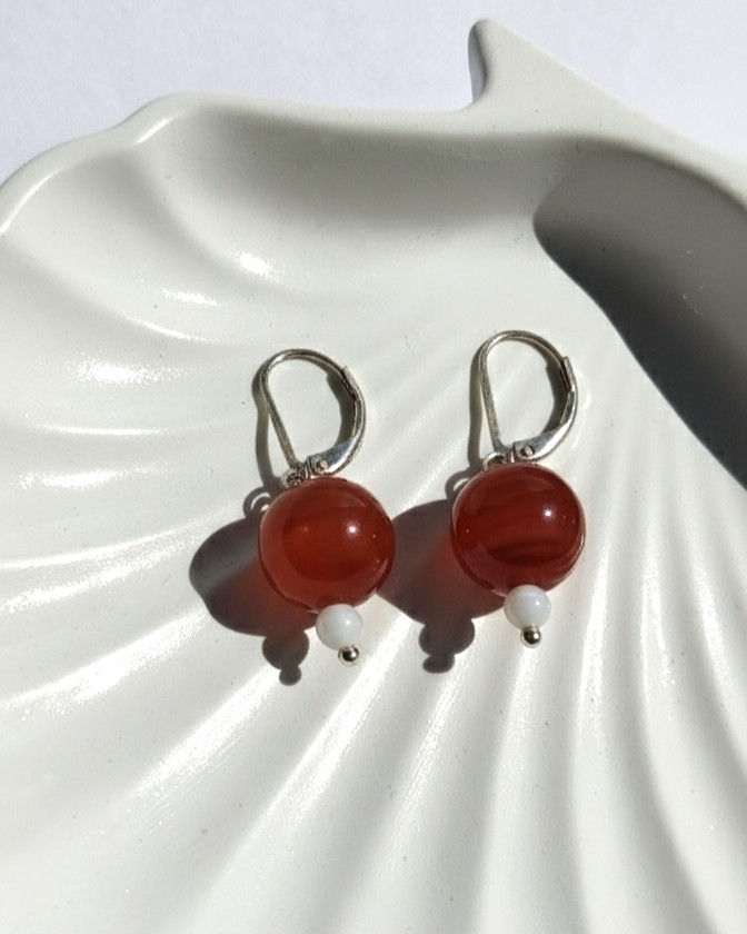Moon’s Tribe carnelian earring crafted with natural gemstone for creativity and expressive energy