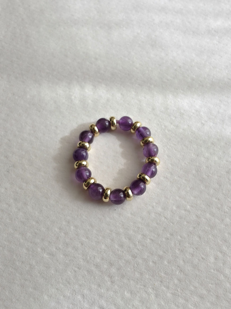 Minimal amethyst crystal ring for calmness stress relief and intuition