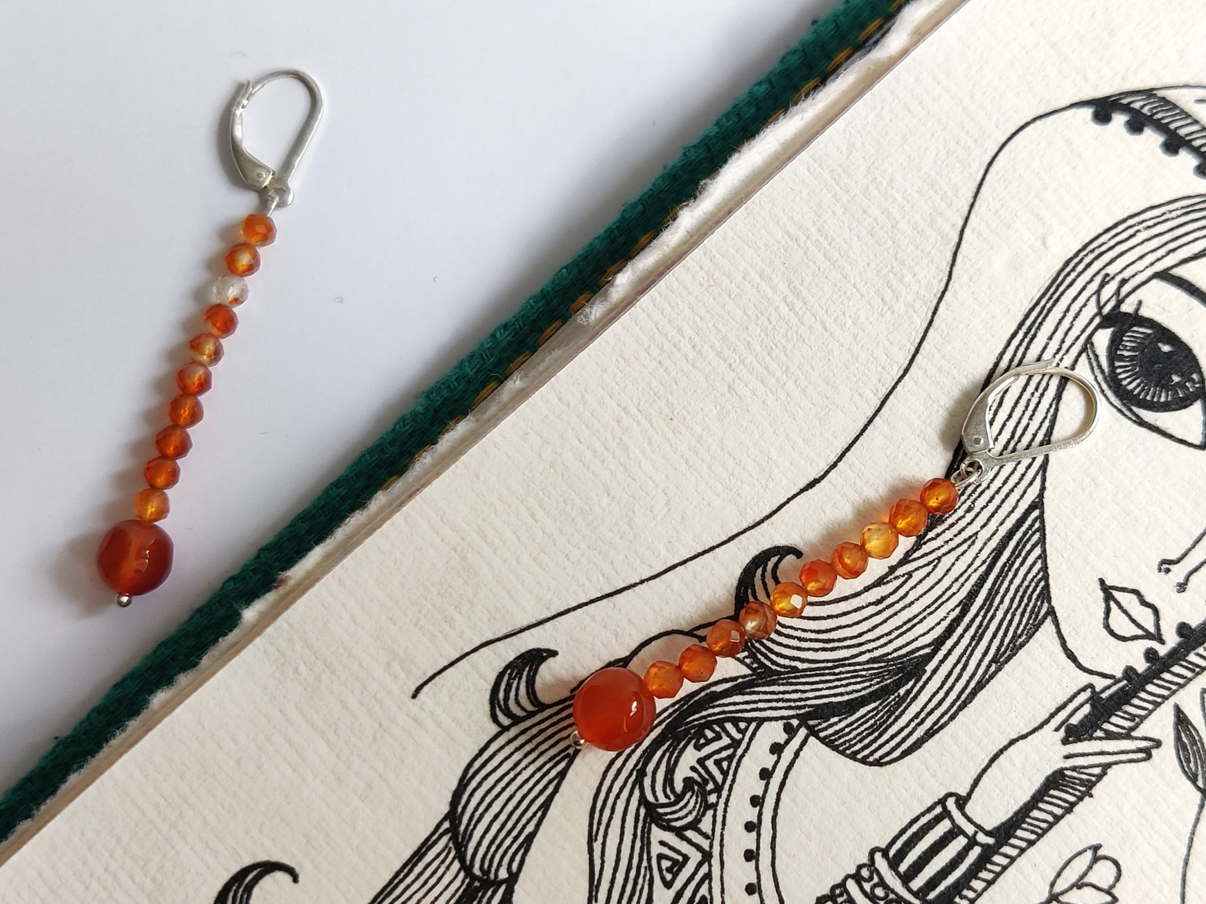 July Birthstone Carnelian Hoops in 925 Silver – Handcrafted Demi-Fine Earrings