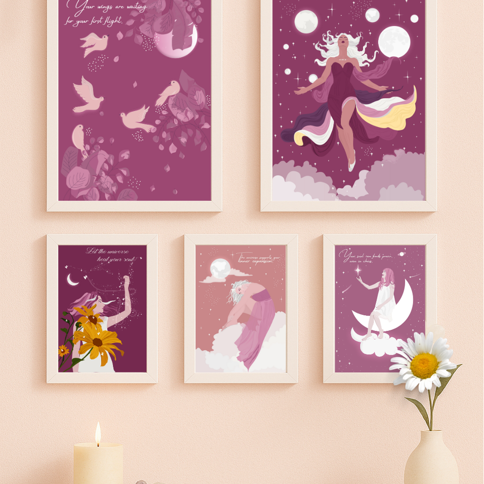 Celestial Calm Poster | Moon’s Tribe India | Spiritual Wall Art for Inner Peace and Mindful Decor