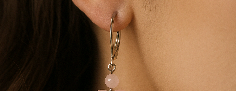 Rose Quartz Heart Sterling Silver Earring