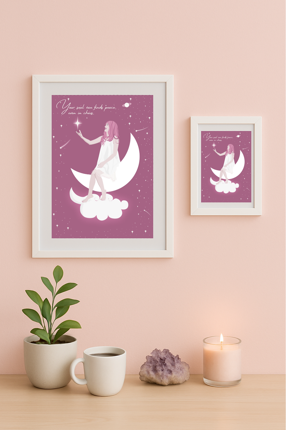 Celestial Calm Poster | Moon’s Tribe India | Spiritual Wall Art for Inner Peace and Mindful Decor
