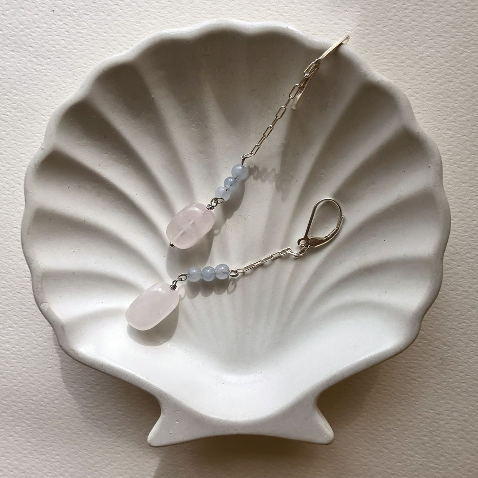 Rose Quartz and Aquamarine earrings in 925 sterling silver by Moon Tribe