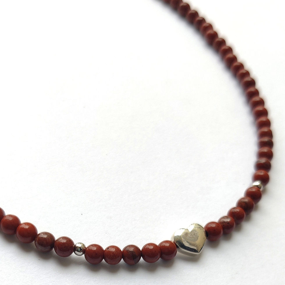 Red Jasper Heart Necklace with 925 Sterling Silver Heart Pendant, March Birthstone Jewelry