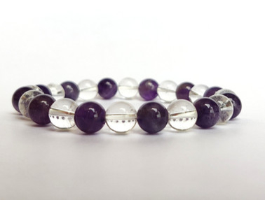 Serenity Bracelet – Amethyst Stone Bracelet with Clear Quartz for Calm & Clarity