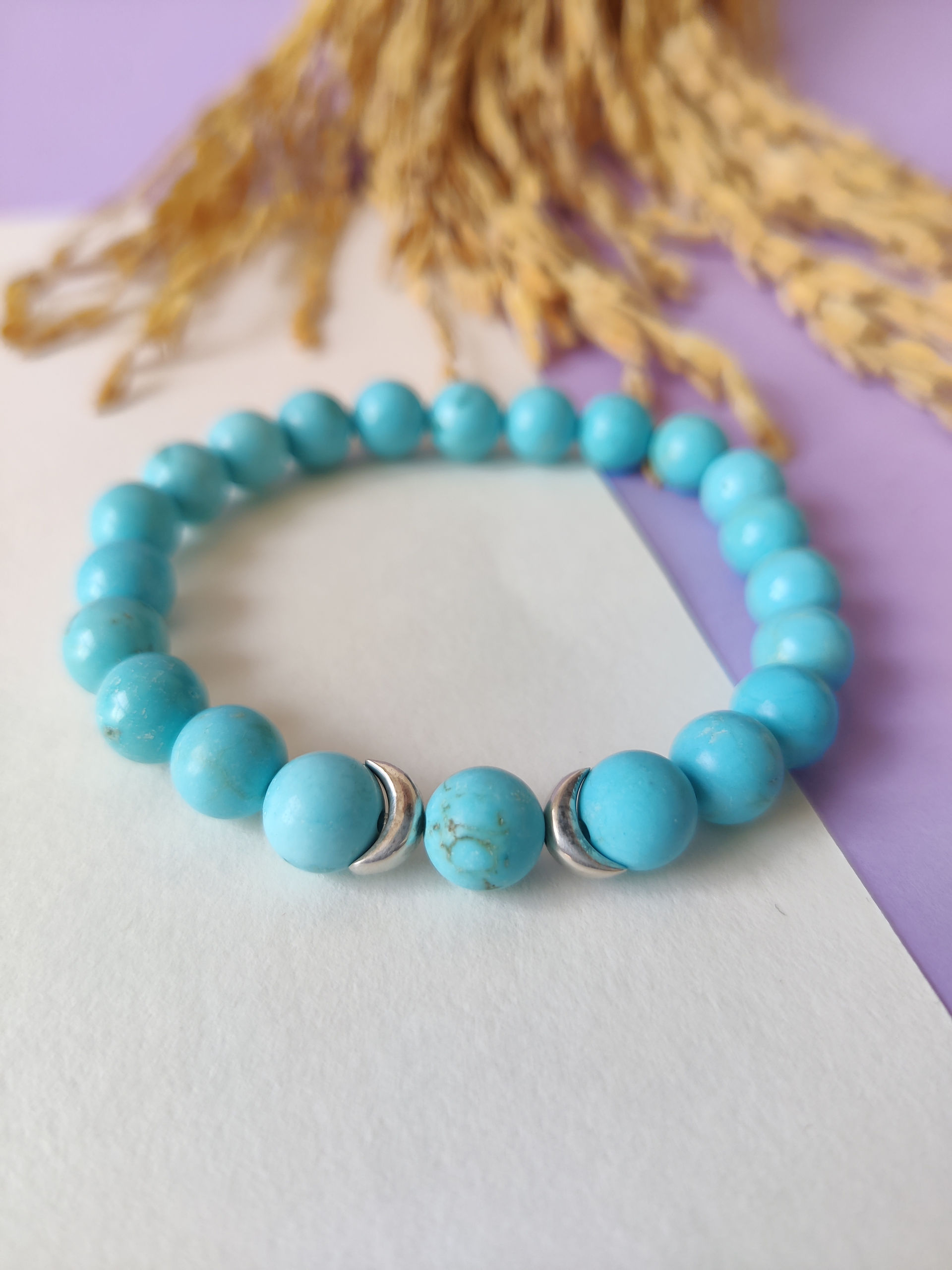 Turquoise Bracelet with 925 Silver Moons | Manan Collection | Moon’s Tribe bracelet