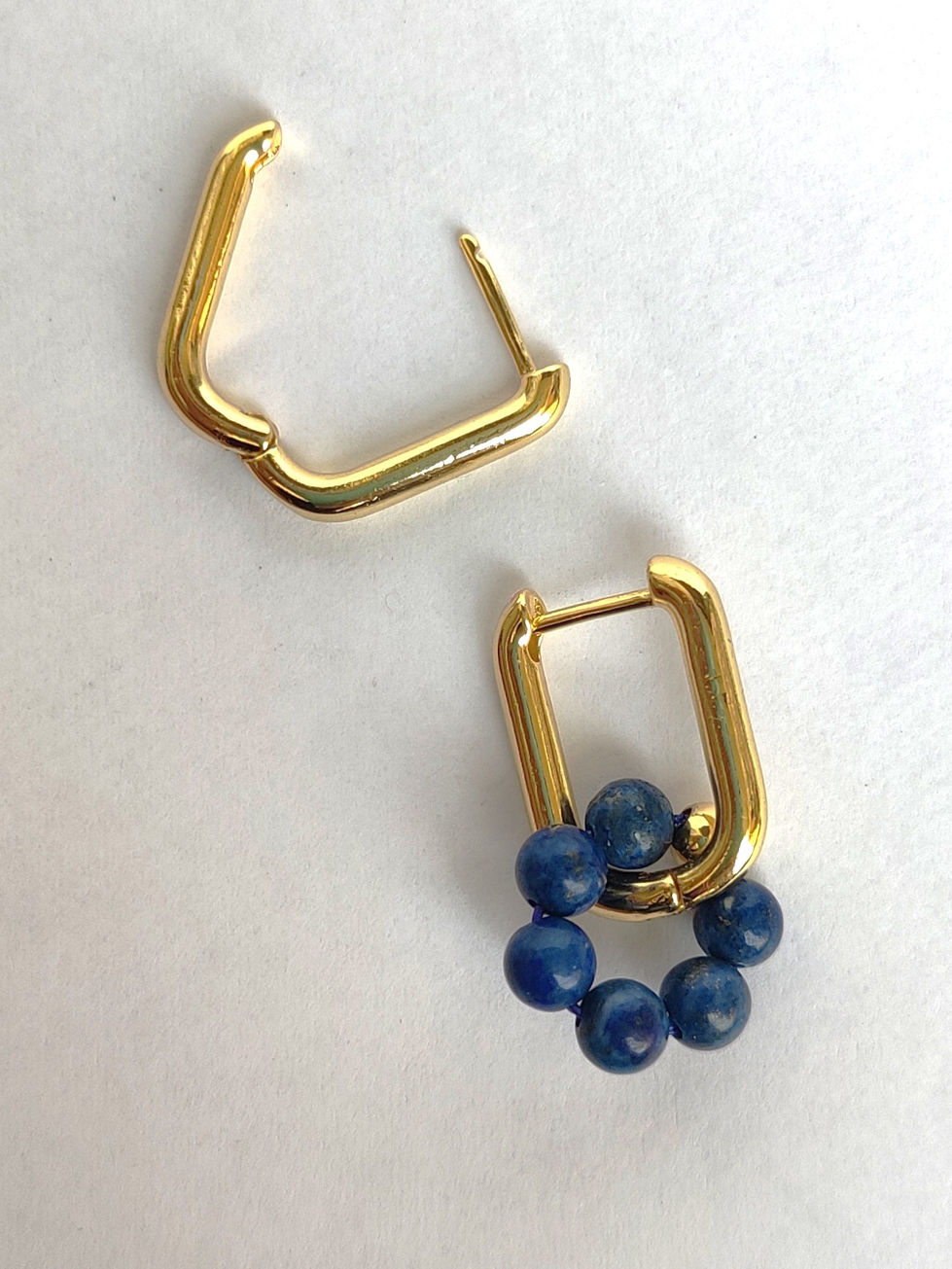 18kt Gold Filled anti tarnish jewelry hoop, detachable Lapis Lazuli component