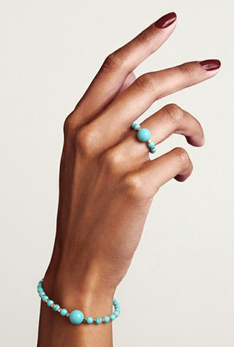 Minimal turquoise gemstone bracelet crafted as December birthstone jewelry with calming spiritual