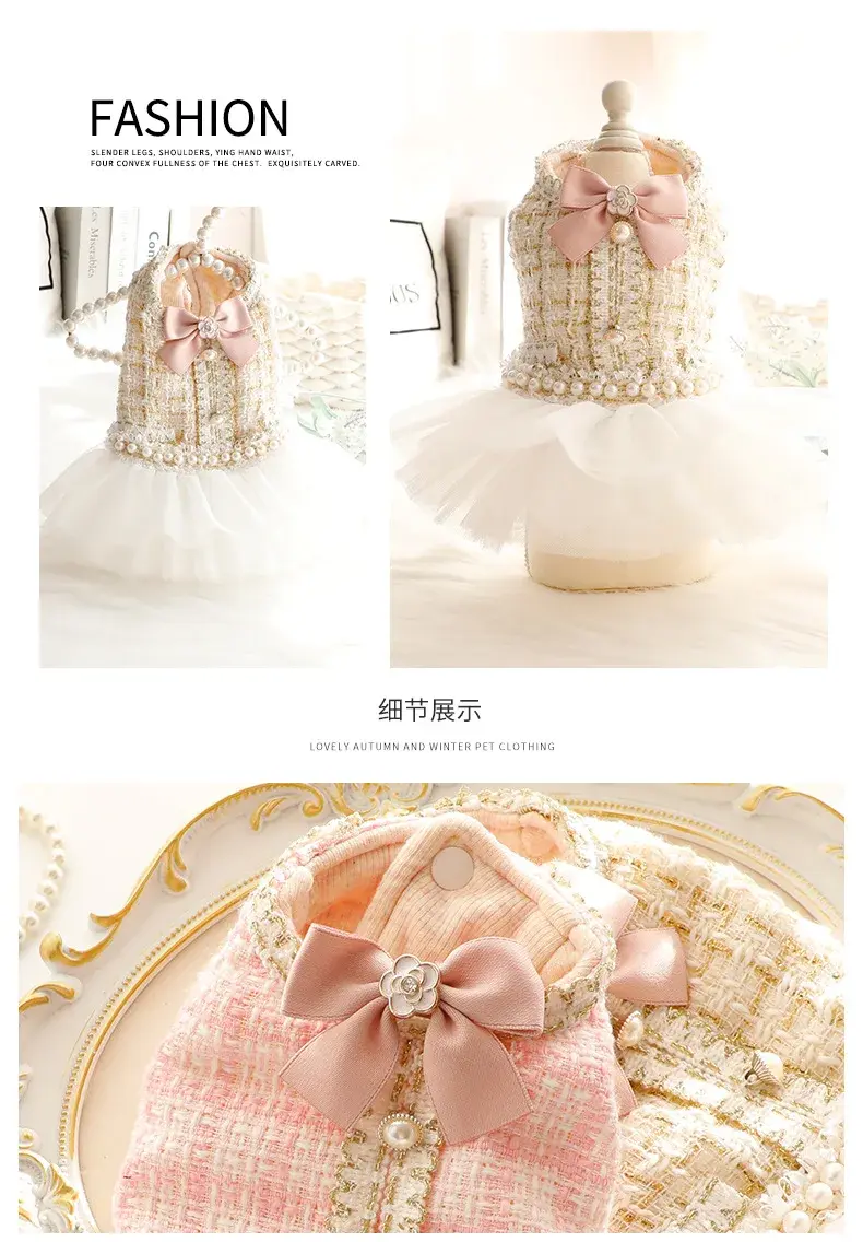 Miniaturbild: Pet Dog Lace Dress Clothes for Small Dogs Luxury Dog Clothes Tutu Skirt  Princes