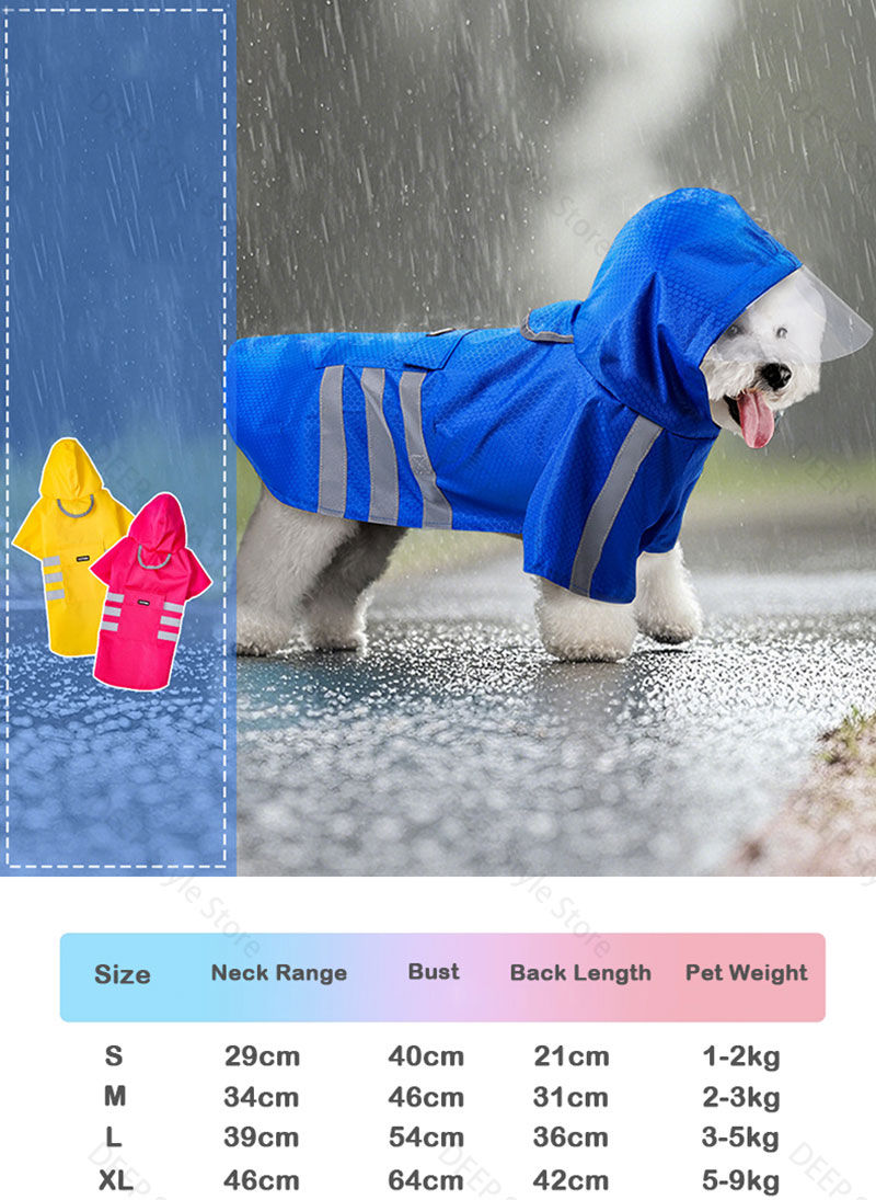 Miniaturbild: 2026 New Waterproof Reflective Dog Raincoat Hooded Summer Lightweight Puppy Rain