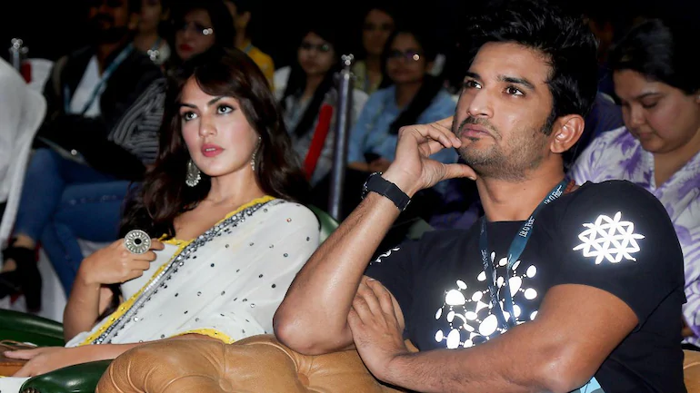 File photo of Sushant Singh Rajput with Rhea Chakraborty. (PTI photo)