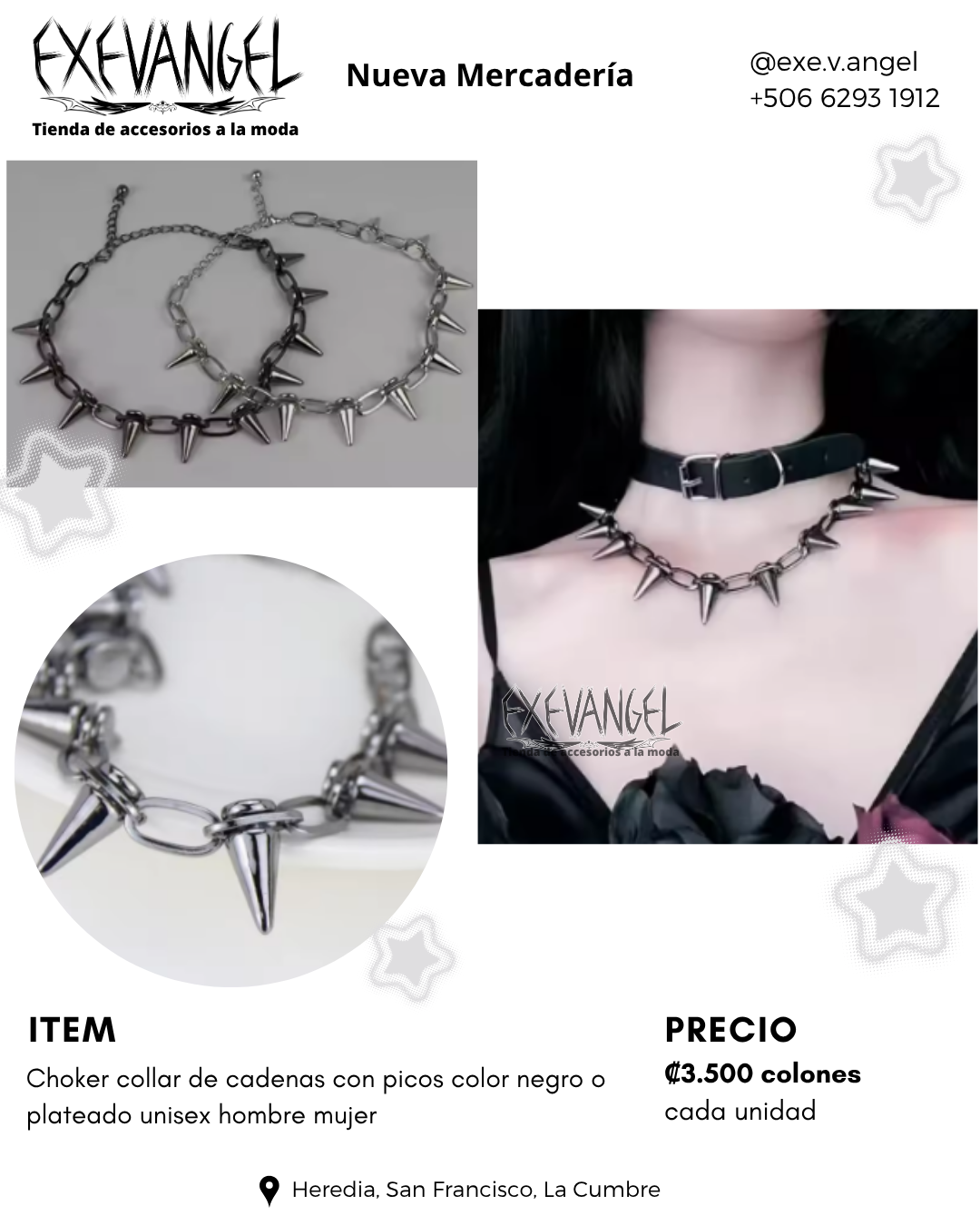 Collar de picos y2k kawaii aesthetic goth unisex