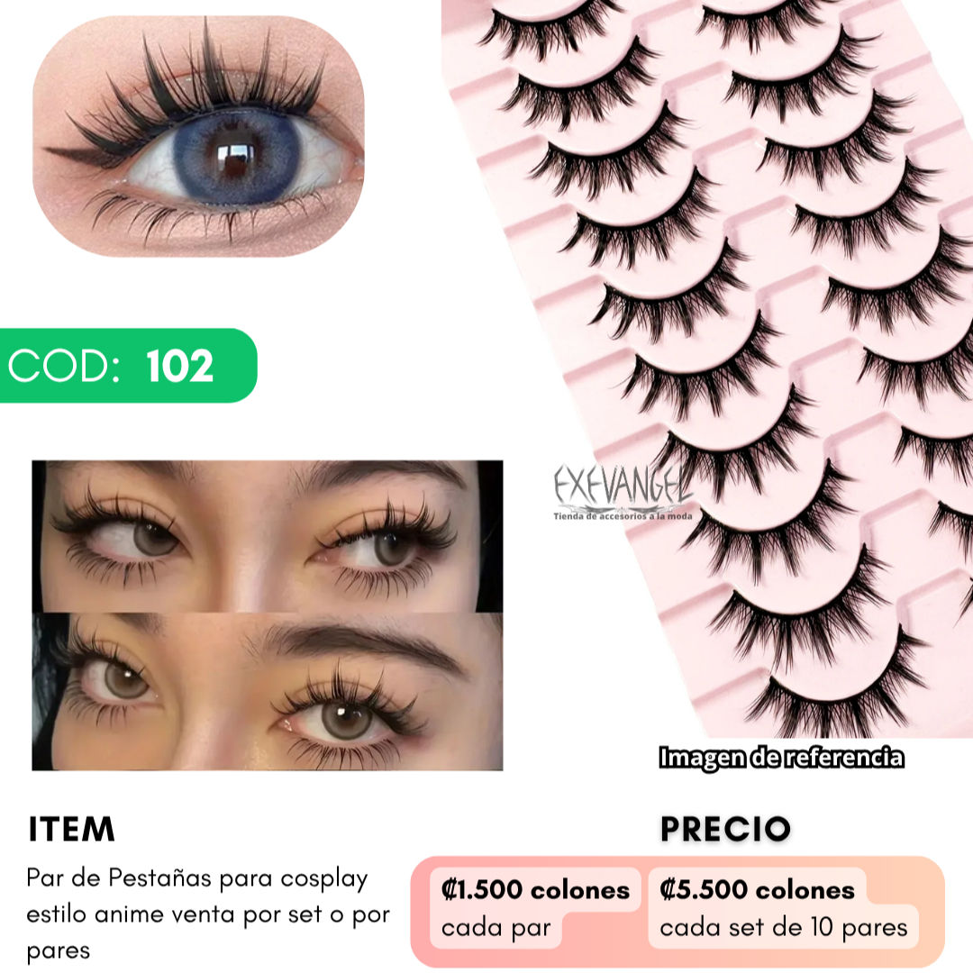 1 Par pestañas o set de 10 pares negras para cosplay maquillaje artístico