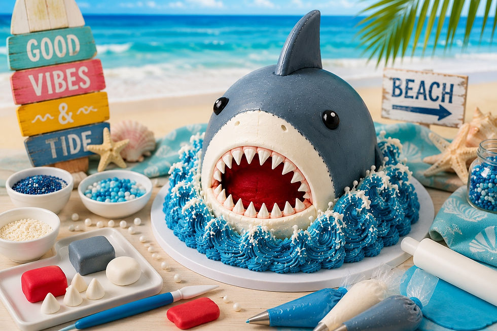 π¦π SHARK WEEK CAKE DECORATING! πβ¨