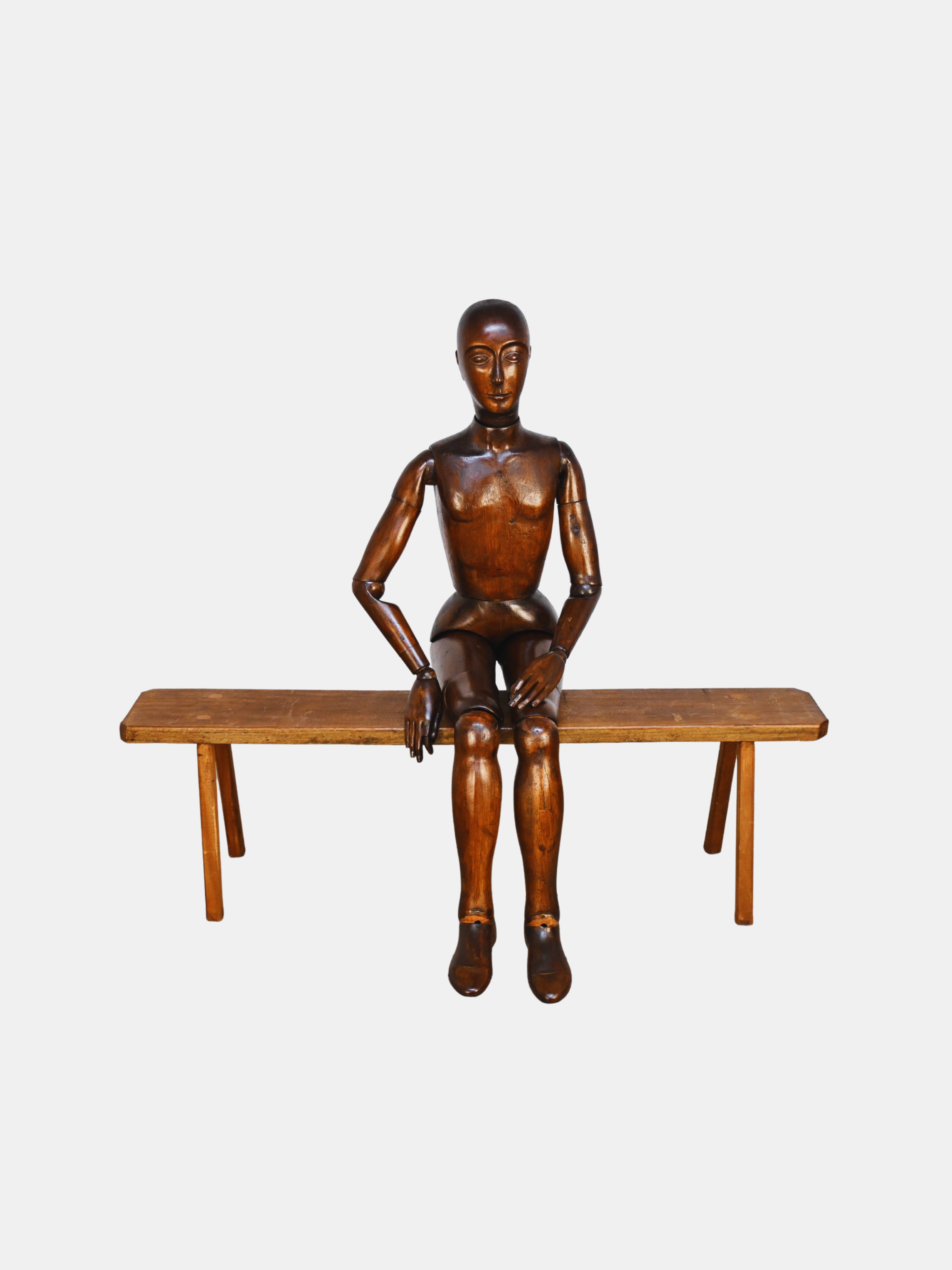 19th C. Life-Size, Wooden Articulated Lay Figure (French)