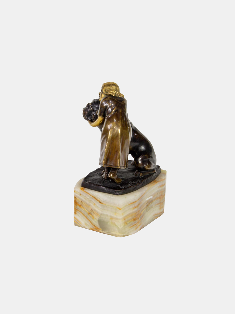 Thumbnail: Julius Schmidt-Felling (1895-1930) Bronze Girl and Bulldog (German)