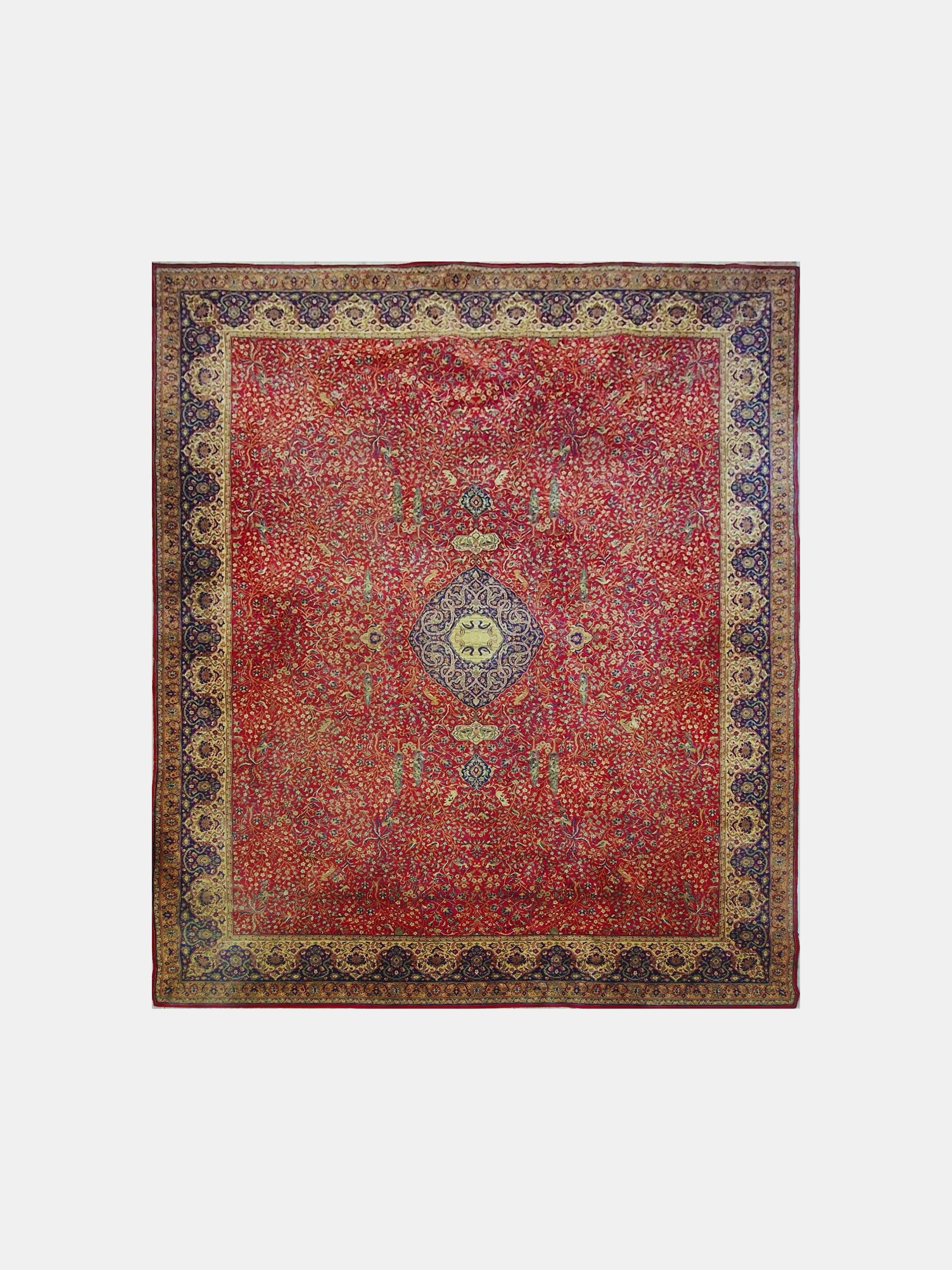C. 1940. Palace Size, Hand-Knotted, Persian Kashan Rug (Persian)