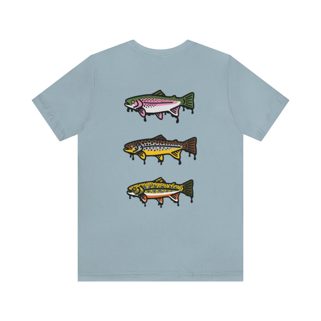 CREEKSIDE FLY & TACKLE TRIPPLE TROUT Unisex Jersey Short Sleeve Tee