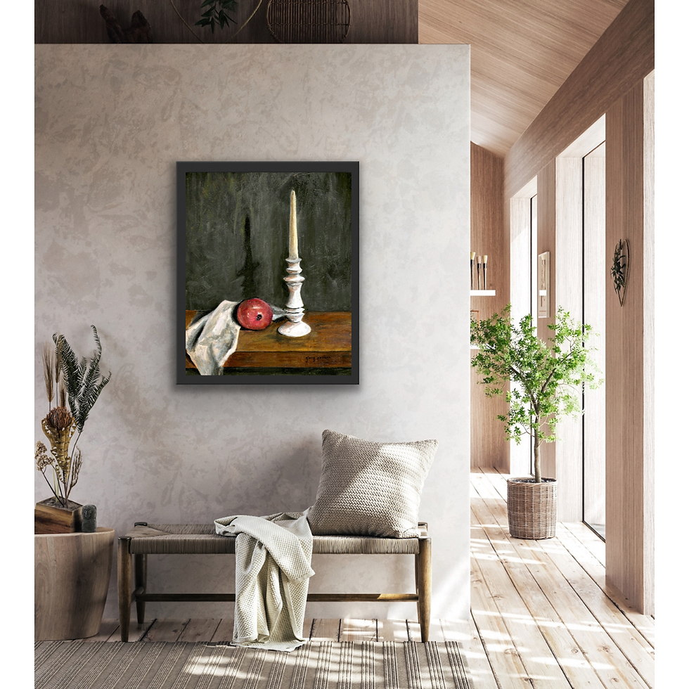 Thumbnail: Signed Print of "Still Life Tapered Candle and Pomegranate"