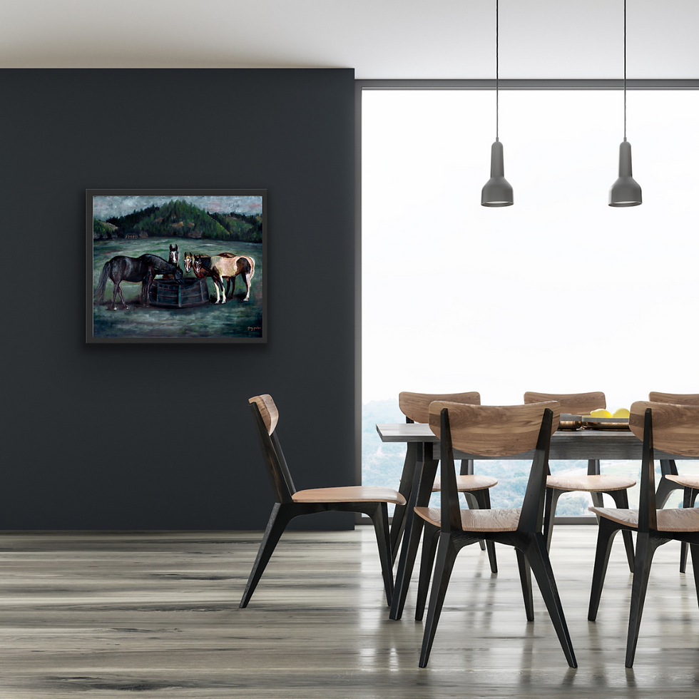Thumbnail: Signed Print of "Hungry Horses at the Foothills"