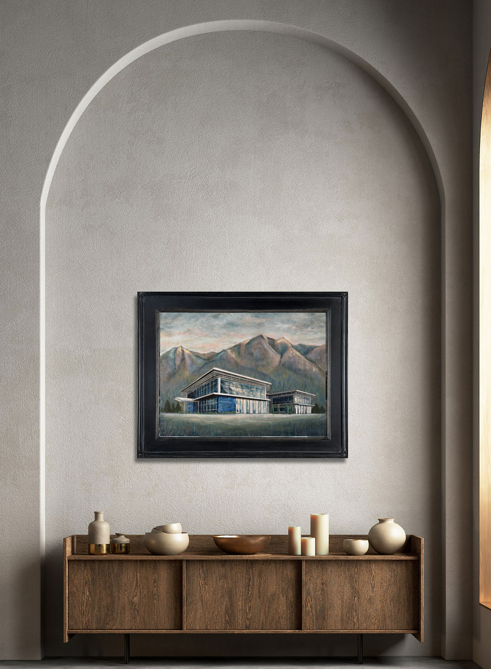 Thumbnail: Wecker Hall at the Air Force Academy [Commissioned Work], 18" x 24" oil on linen