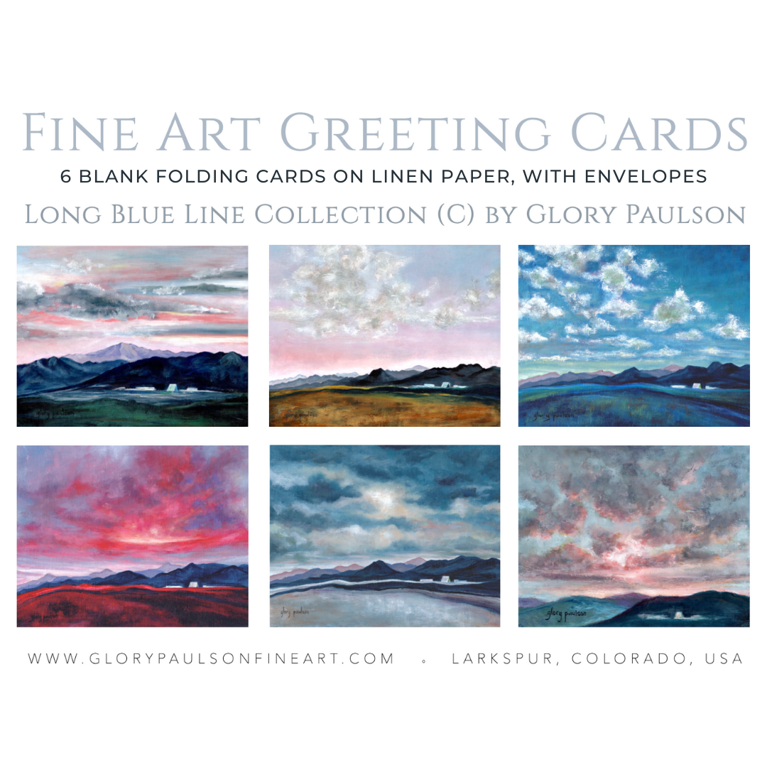 Greeting Card Set, Collection C of Long Blue Line, Size A2 or A7