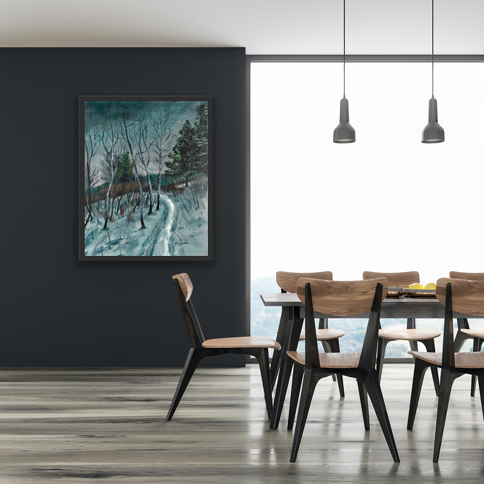 Thumbnail: Signed Print of "Out for a Hike on a Snowy Evening"
