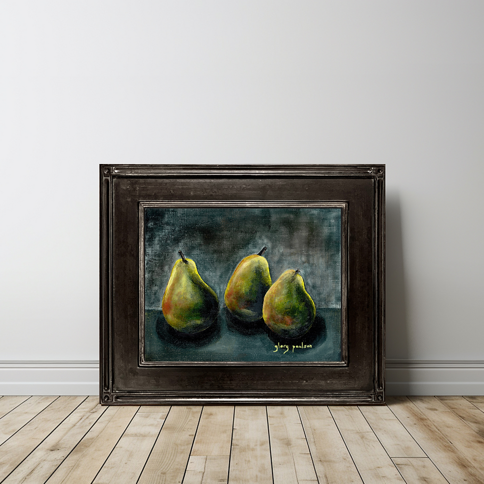 Thumbnail: Three Happy Pears, 8" x 10" Oil on Linen