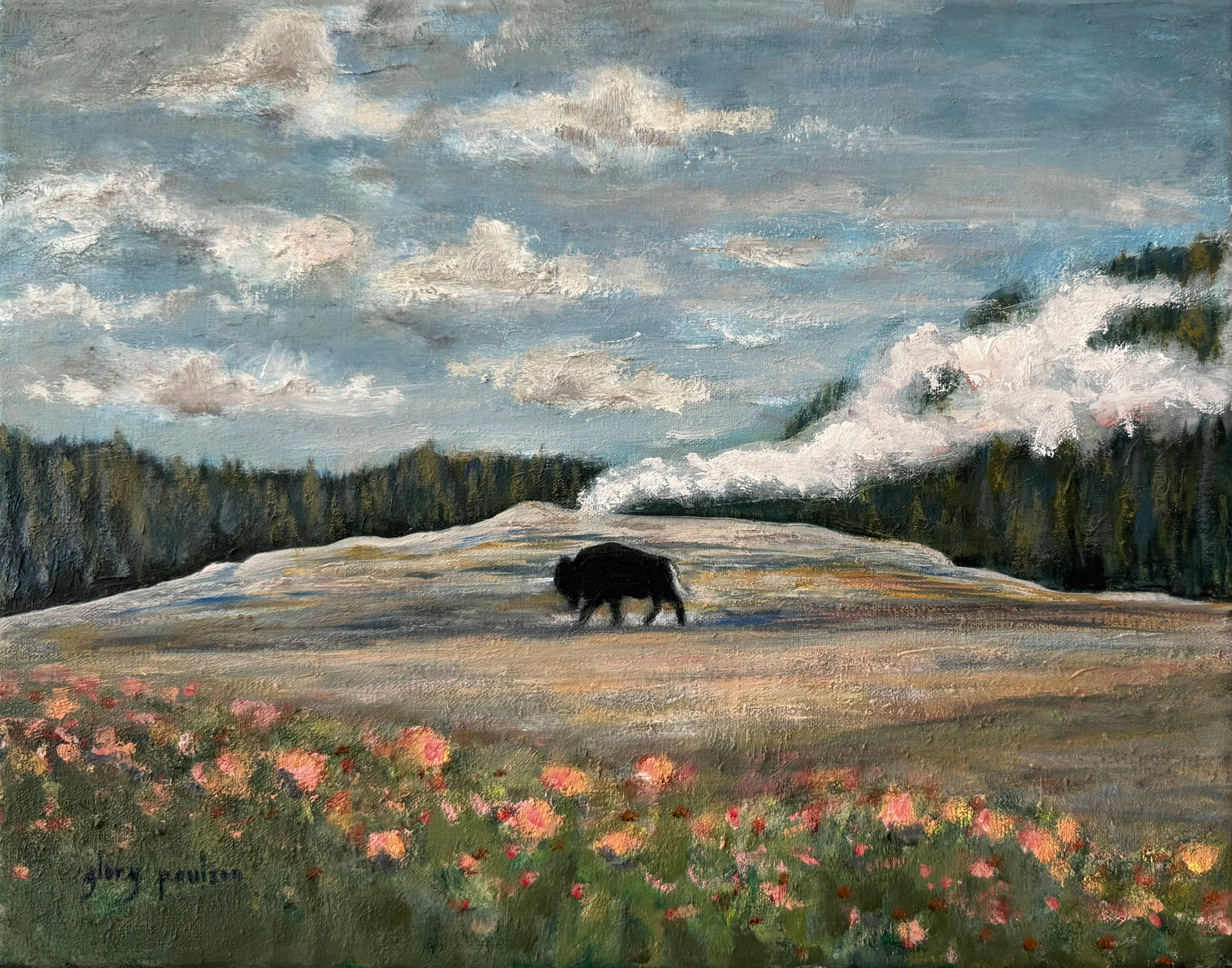 Old Faithful, a Bison at Home, 11" x 14" Oil on Canvas