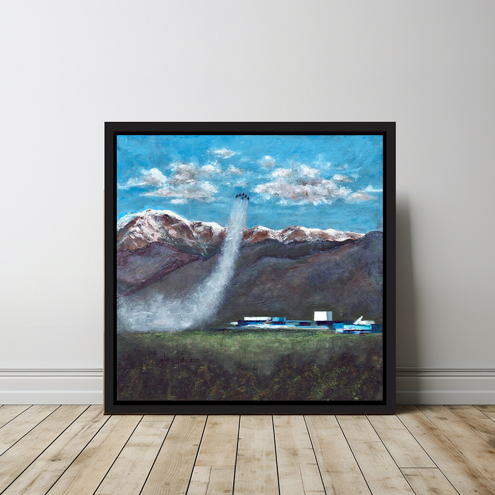 Thumbnail: Original Artwork of USAFA Air Force Academy "Sanctuary Pointe View," boxed chapel Oil Painting by Glory Paulson Fine Art gift