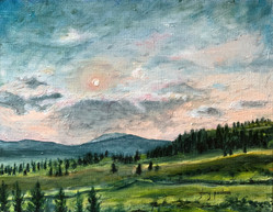 "Heading West at Sunset and Moonrise"