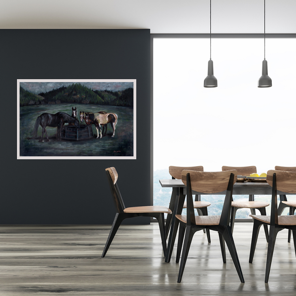 Thumbnail: "Hungry Horses at the Foothills," 24 x 36 Oil on Linen