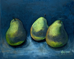 "Three Pears in the Blue"