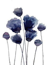Blue Poppies 1, original artwork by Glory Paulson, oil painter, calligrapher and watercolorist, Larkspur, Colorado, www.glorypaulsonfineart.com