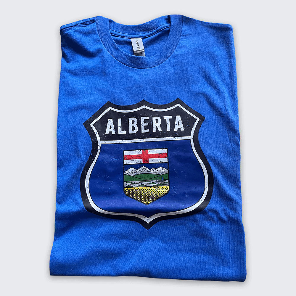 Crew Neck T-shirt: Distressed Alberta Logo