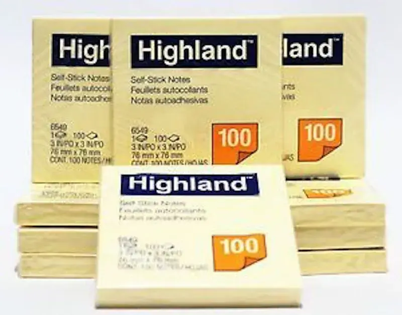 תמונה ממוזערת: פתקיות ממו דביקות צהובות 6549 HIGHLAND, מארז 1200 ניירות