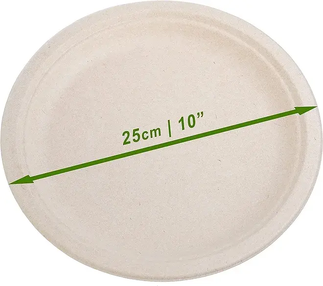 1000 יח' - צלחות גדולות מתכלות מקנה סוכר 10 אינטש'