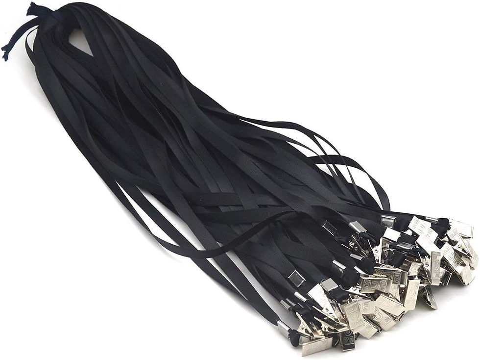 תמונה ממוזערת: שרוך לתגי שם צבע שחור, עם תופסן קליפס