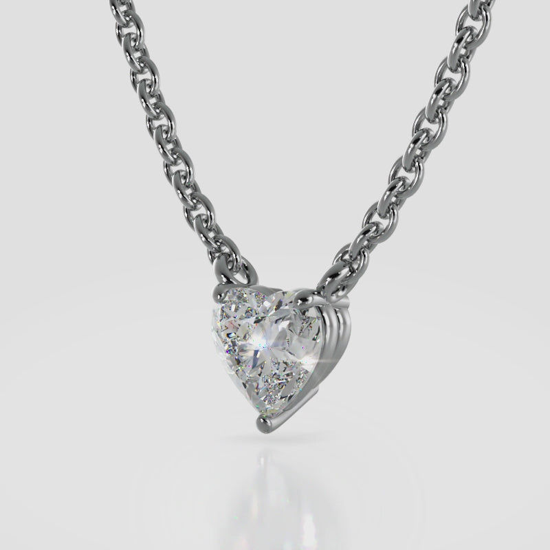 Thumbnail: 1.00ctw Heart Shape Diamond Solitaire Lab Grown Necklace Pendant