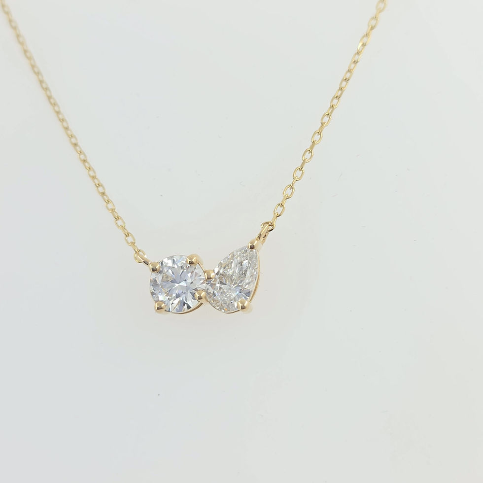 Thumbnail: 14KT Yellow Gold 1.81ctw Toi et Moi Diamond Necklace