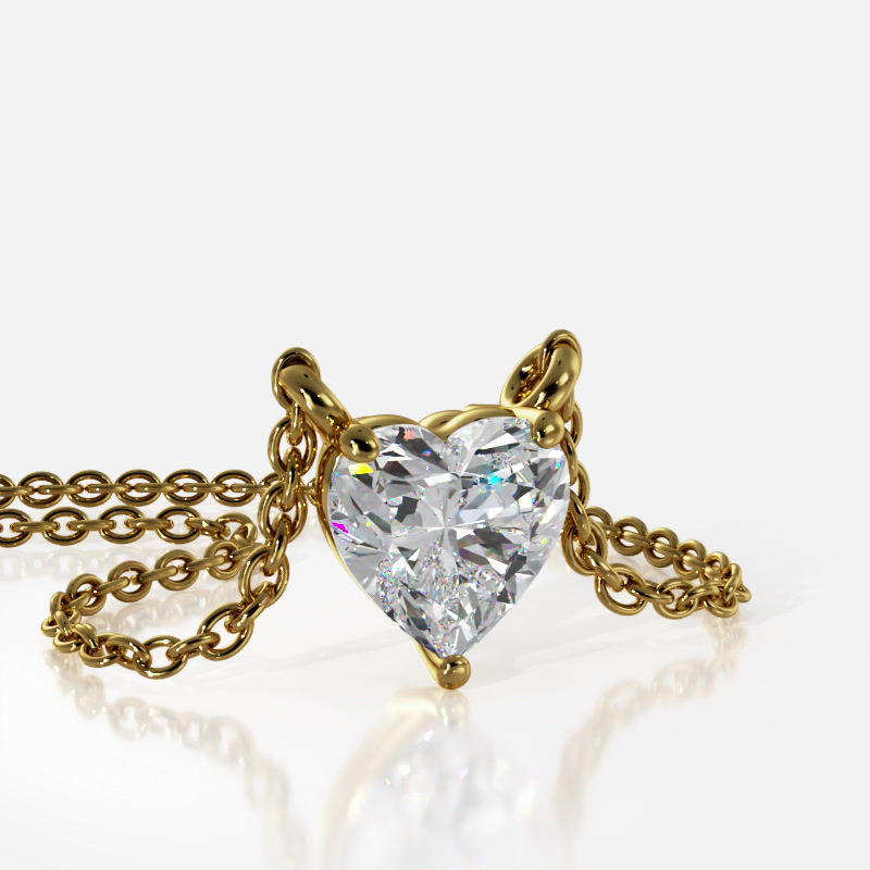 Thumbnail: 1.00ctw Heart Shape Diamond Solitaire Lab Grown Necklace Pendant