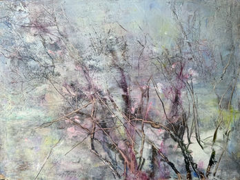 Hope's Radiance, oil and cold wax, 9x12