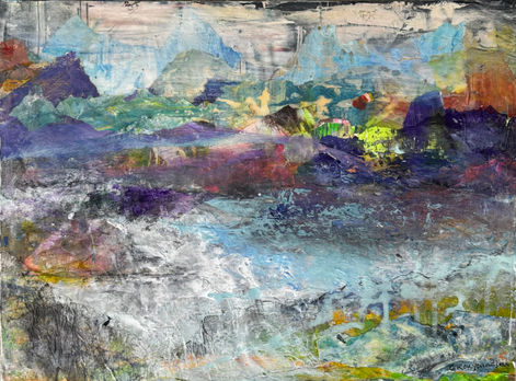 Everchanging Light acrylic collage 12x16